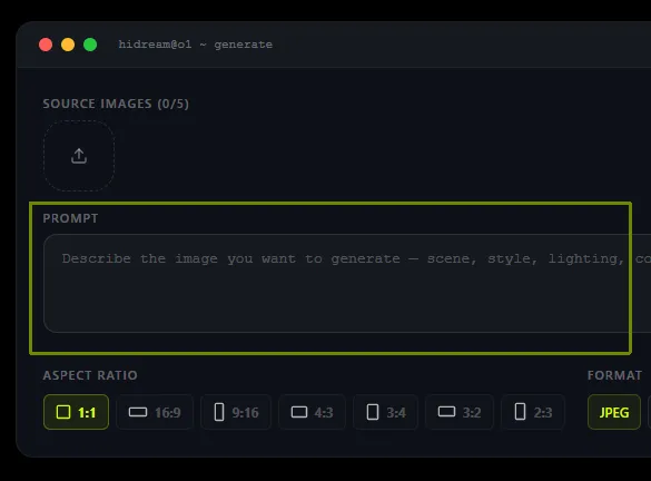 HiDream-O1-Image tutorial — step 2: Enter Your Text Prompt