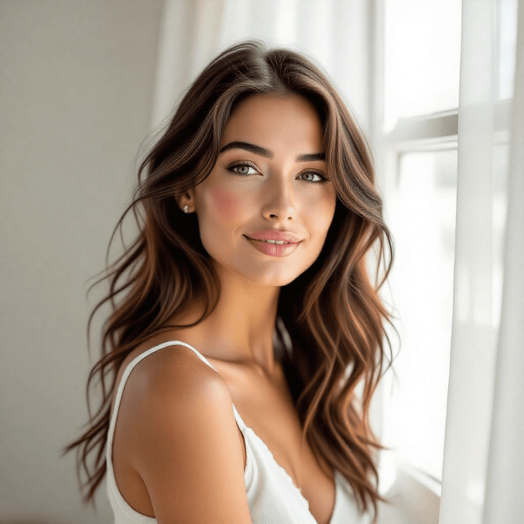 HiDream AI generated — Photorealistic Portrait: Cinematic portrait of a woman with flowing silver hair, soft studio lighting, hyper-realistic skin detail, 2K